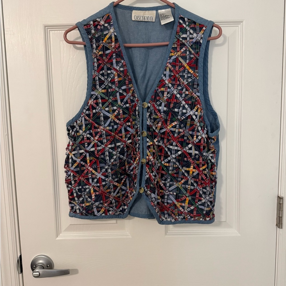 Casey & Max Vintage 90’s Vest with Multicolored Patchwork